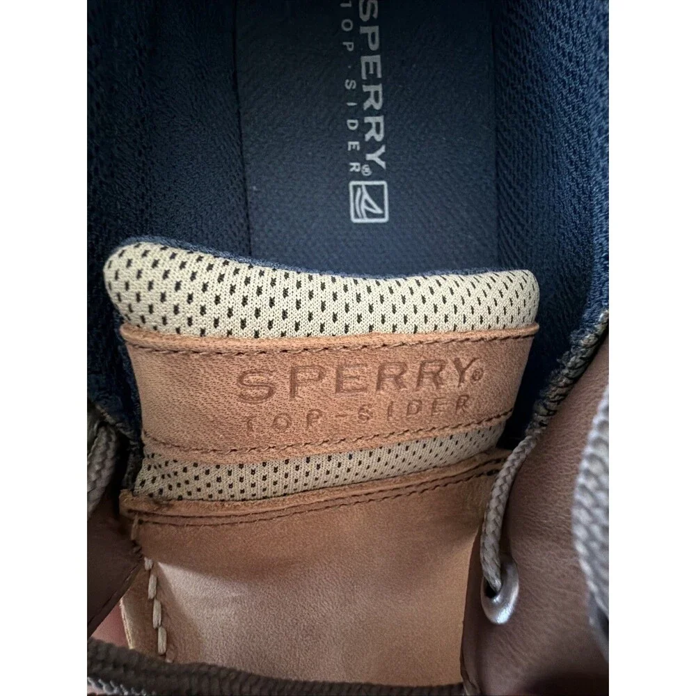 Sperry Top-Sider Lanyard Boat Shoes Boys Sz 5.5 Tan Leather Loafer Slip On EUC